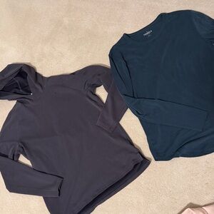 YoungLA Navy Long Sleeve Muscle Tee AND Gymshark lightweight hoodie